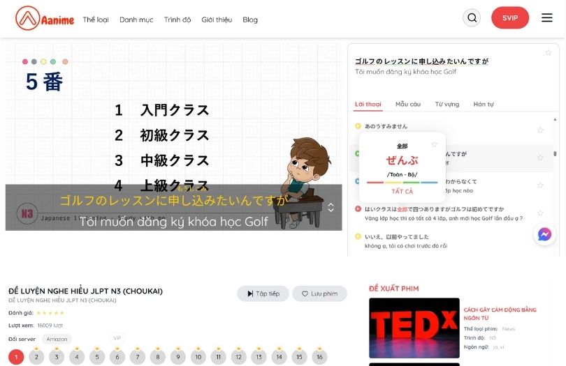 Aanime.biz là gì, Aanime.biz dùng để làm gì, Aanime là gì, Aanime học tiếng Nhật, Nền tảng Aanime.biz, Web học tiếng Nhật Aanime